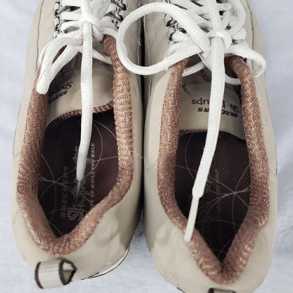 Skechers Size 10 Shape Ups Tan Beige Walking Toning Shoes Fitness F1 Suede